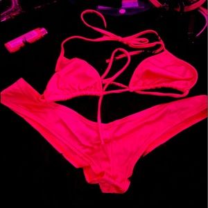 Neon coral dancer outfit